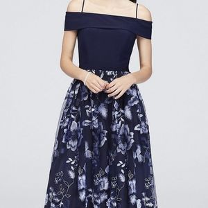 BNWT Comfy Blue Formal Off Sleeve Shoulder Dress sz12